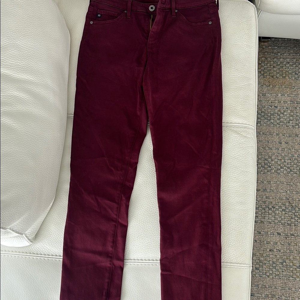 AG Adriano Goldschmied Prima Mid Rise Cigarette Jeans - Deep Red (26)